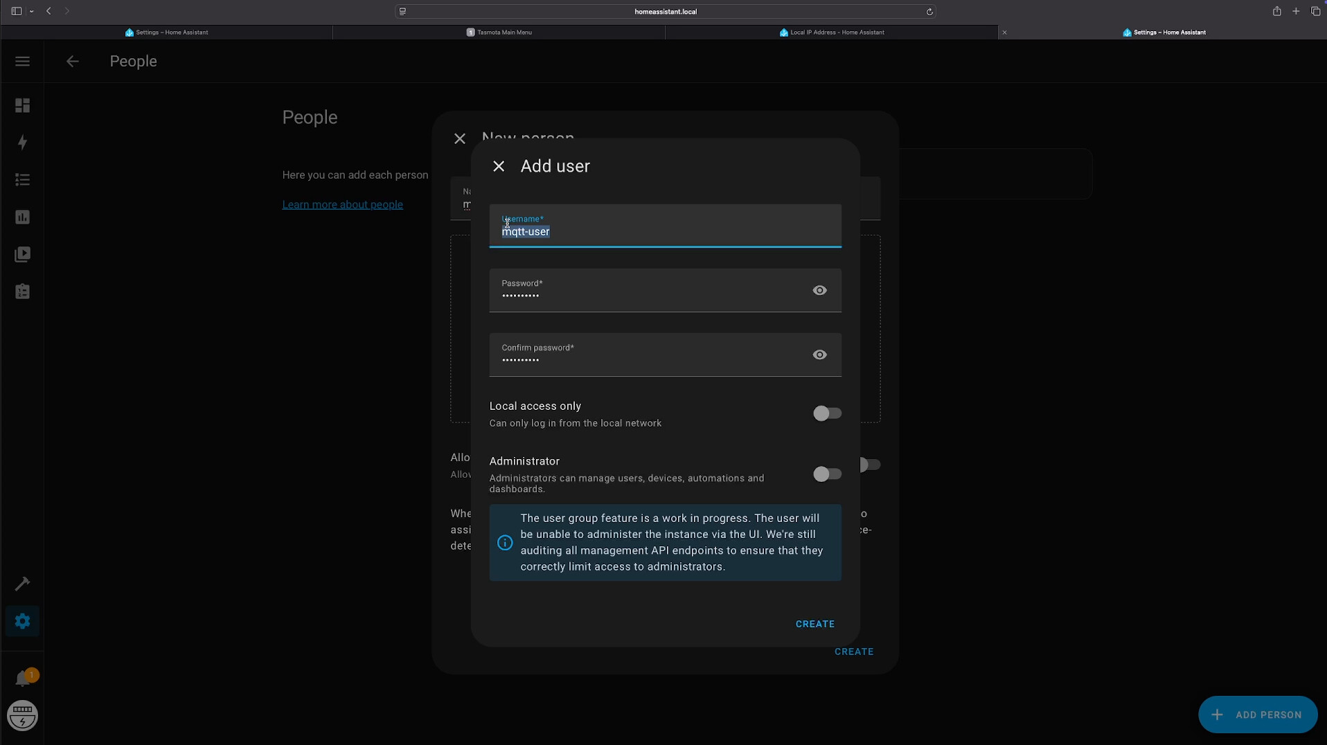 MQTT User Creation