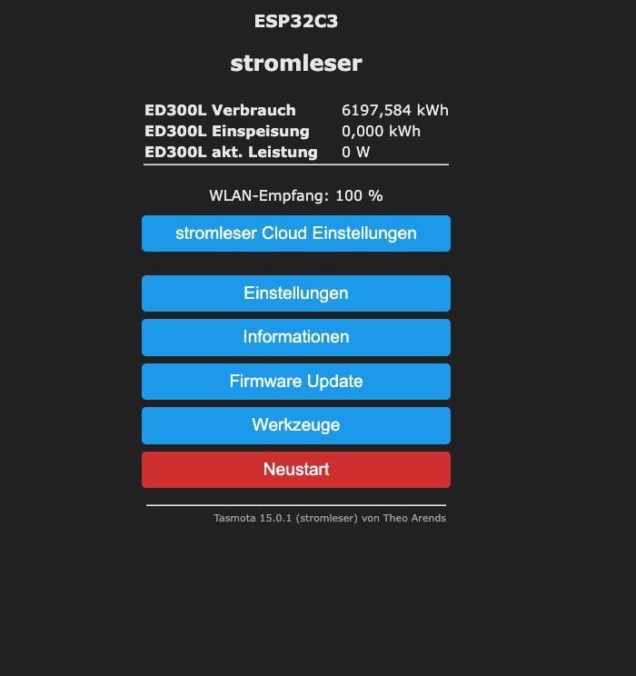 Tasmota Dashboard with Values